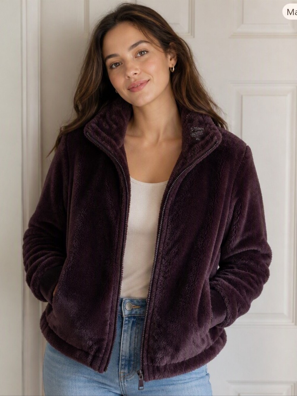 Ciso Plush Faux-Fur Jacket - Plum